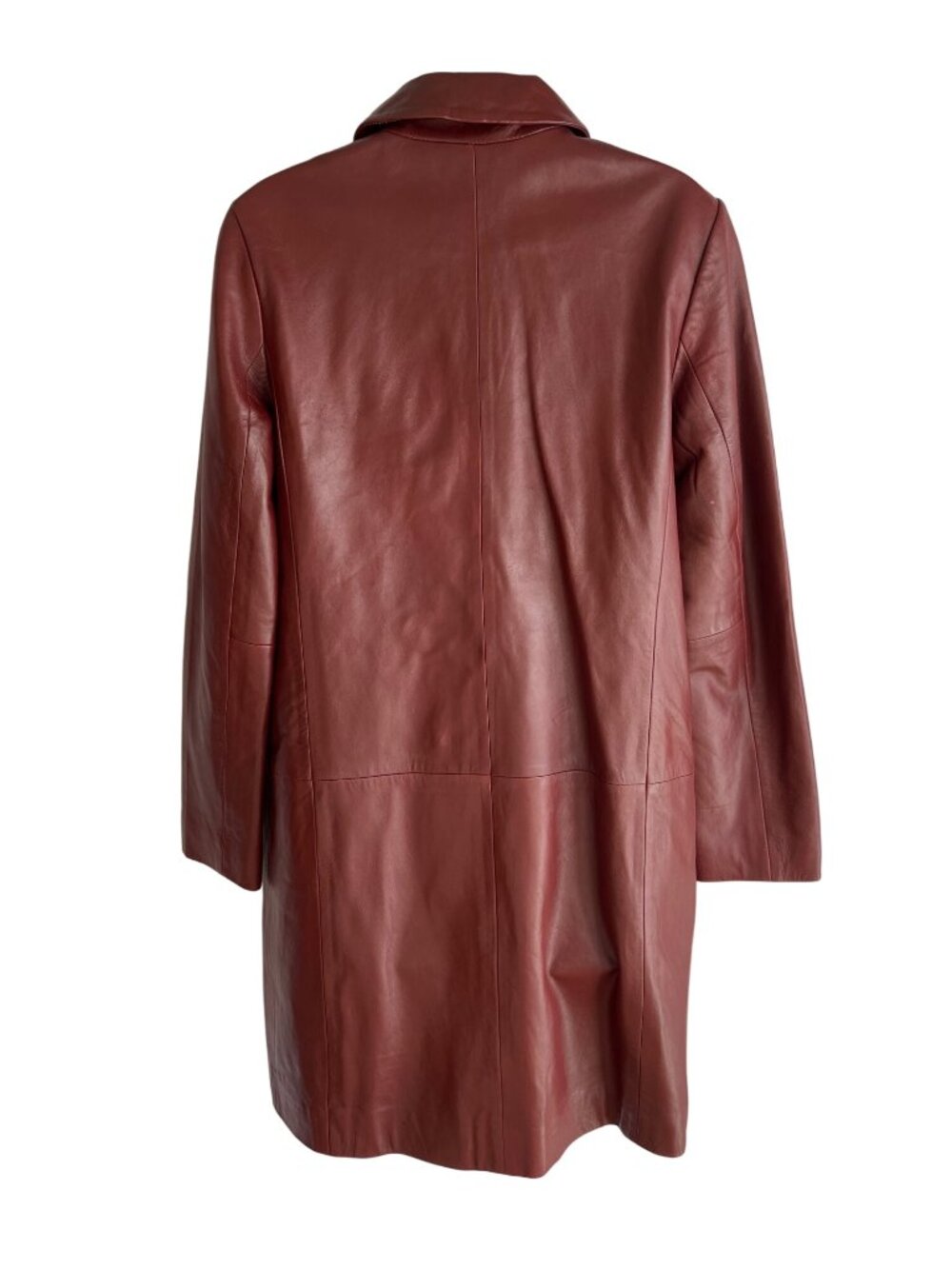 Vintage Halogen Womens Leather Coat Small S Burgundy Button-Up Jacket DH2 - Picture 2 of 7